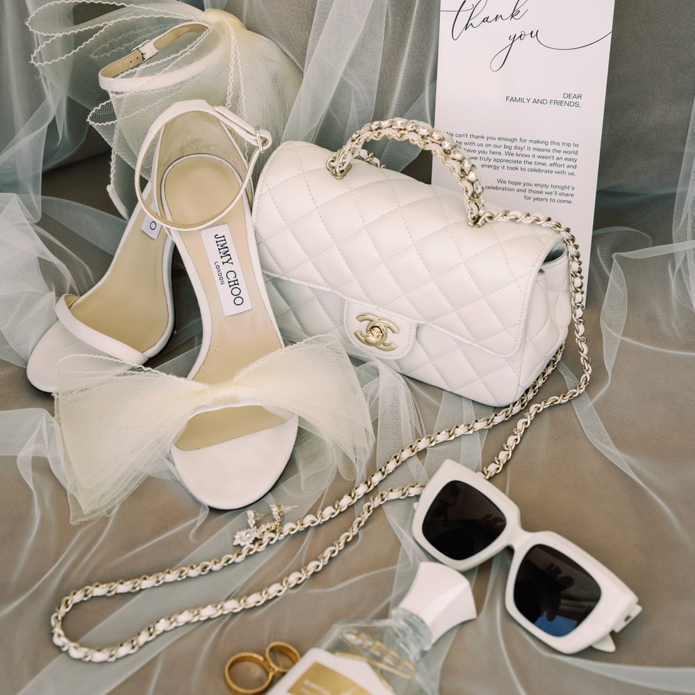 Jimmy Choo White Heeled Sandals with Bow